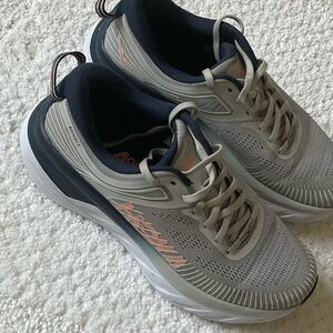 Hoka One One Gray and Navy Athletic Shoes